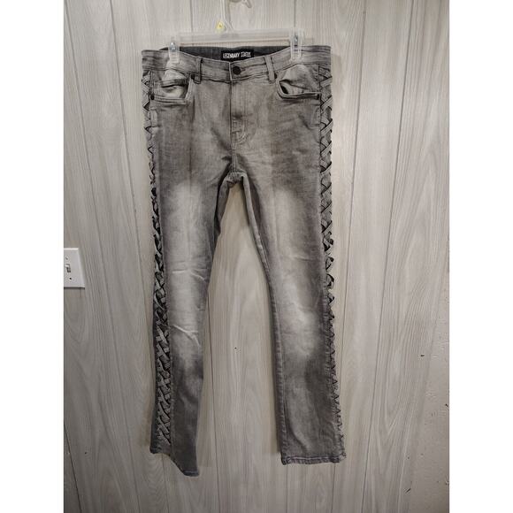 Legendary Status Women's Denim Jeans Size 20 Charcoal Boot cut Zig Zag Sides - Picture 1 of 12